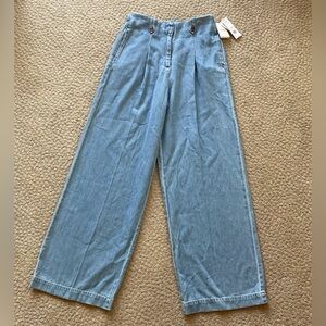 Sam Edelman cotton wide leg Lorelai pleated trouser